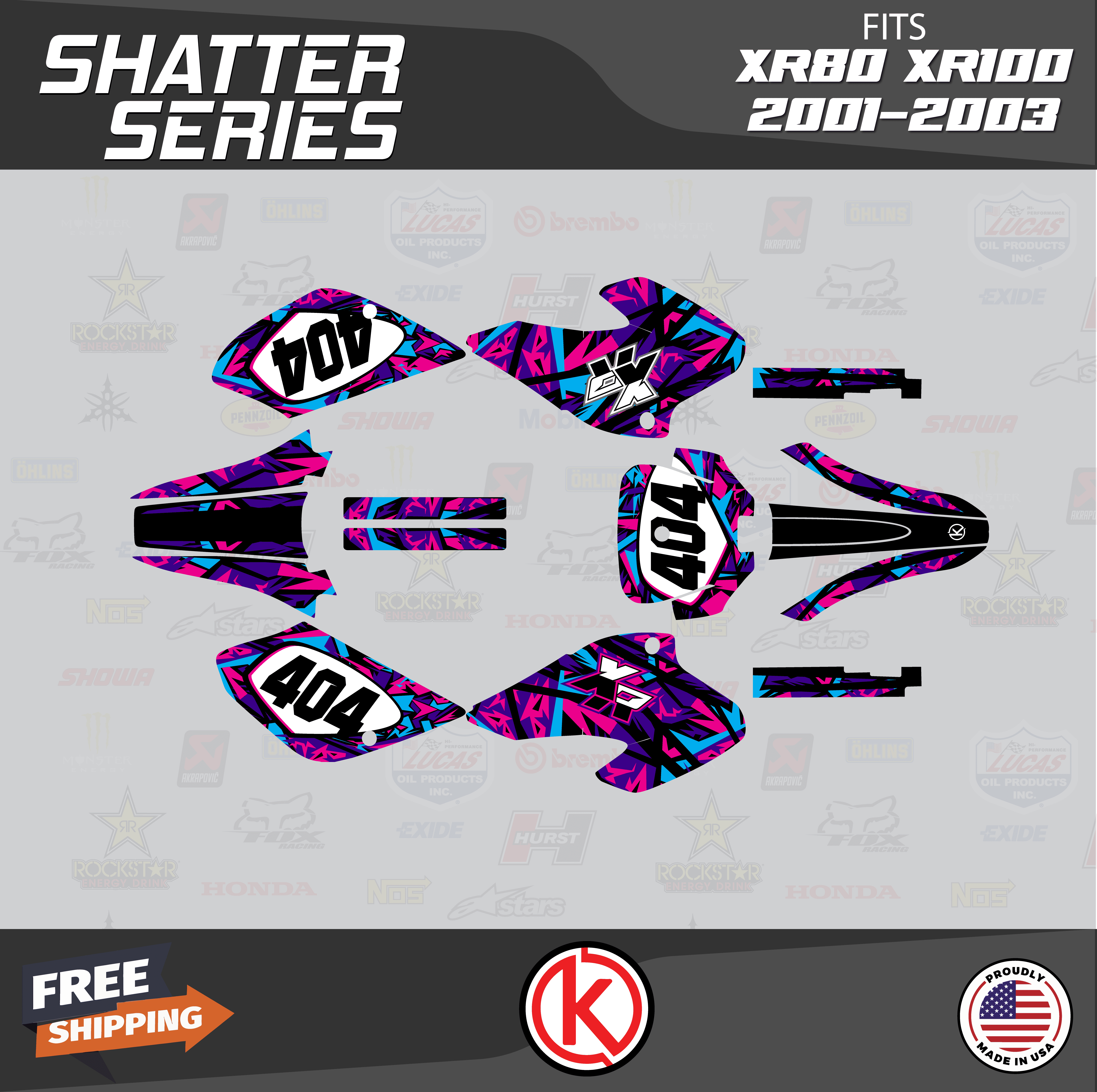 Shatter Upgrade Kit Kalair GFX Graphics Kit for Honda XR80 (2001-2003) Shatter Series ...