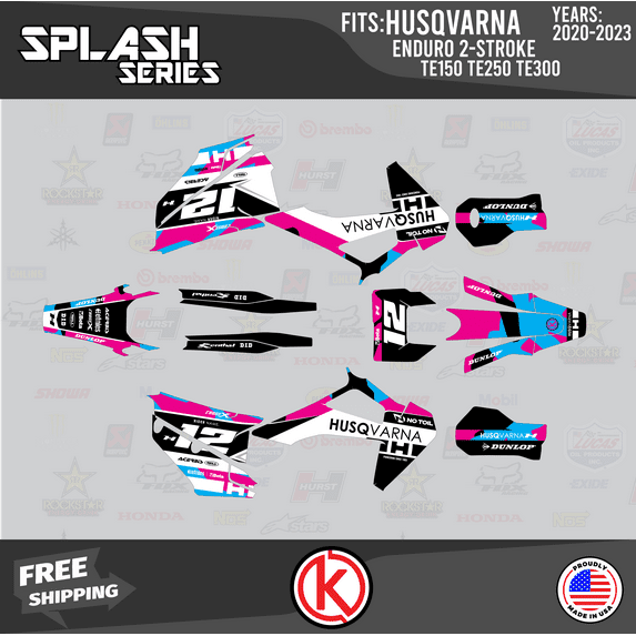 Kalair GFX Graphics Kit for Husqvarna ENDURO 2-STROKE TE150, TE250 and TE300 (2020-2023) Splash Series