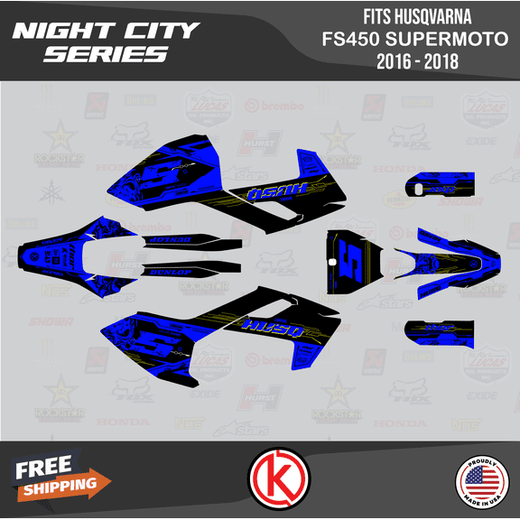 Kalair GFX Graphics Kit for Husqvarna FS450 SUPERMOTO (2016-2018) Night-city Series