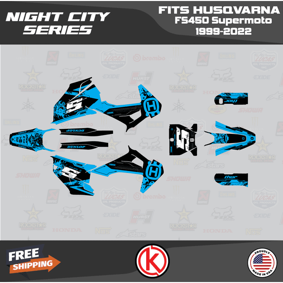 Kalair GFX Graphics Kit for Husqvarna FS450 SUPERMOTO (2019-2022) Night-city Series