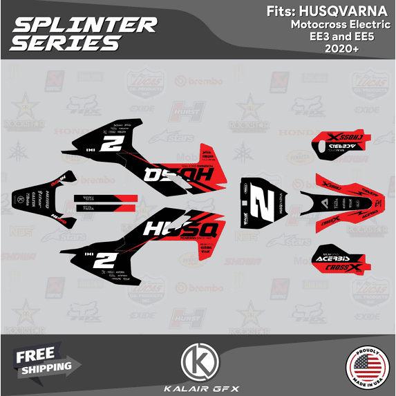 Kalair GFX Graphics Kit for Husqvarna Motocross Electric E-Minis EE3 and EE5 (2020-2023) Splinter Series