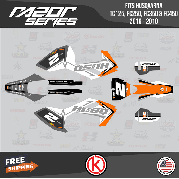 Kalair GFX Graphics Kit for Husqvarna TC125, TC250, FC350 and FC450 (2016-2018) Razor Series