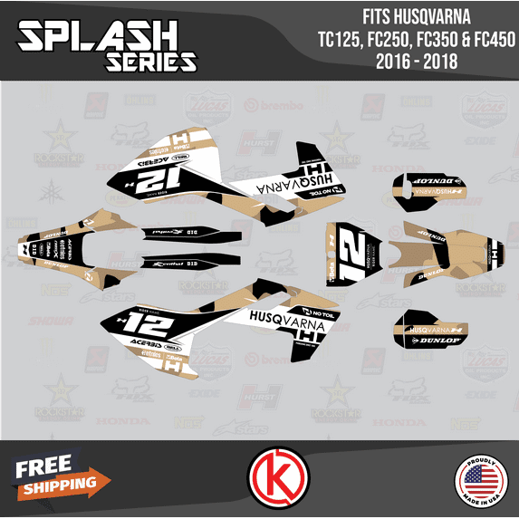Kalair GFX Graphics Kit for Husqvarna TC125, TC250, FC350 and FC450 (2016-2018) Splash Series