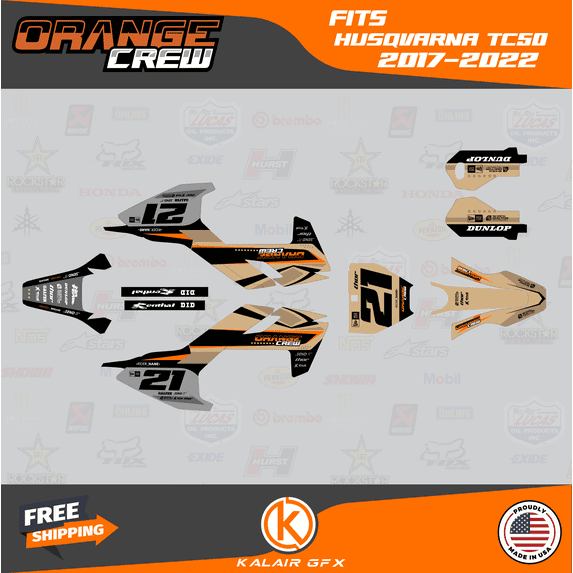 Kalair GFX Graphics Kit for Husqvarna TC50 (2017-2018) Orangecrew Series