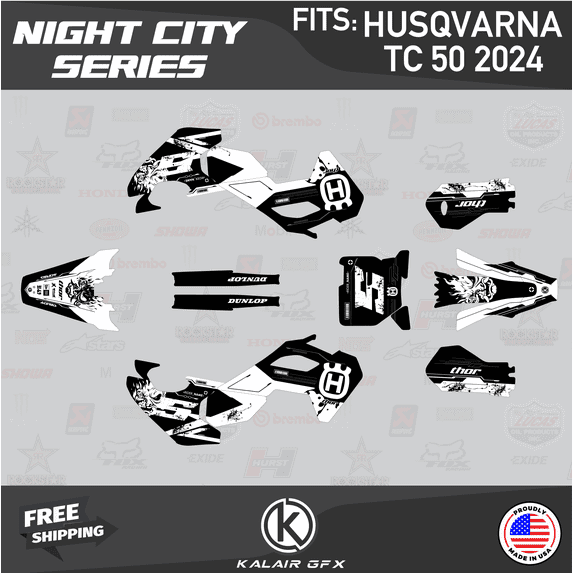 Kalair GFX Graphics Kit for Husqvarna TC50 (2024) Nightcity Series