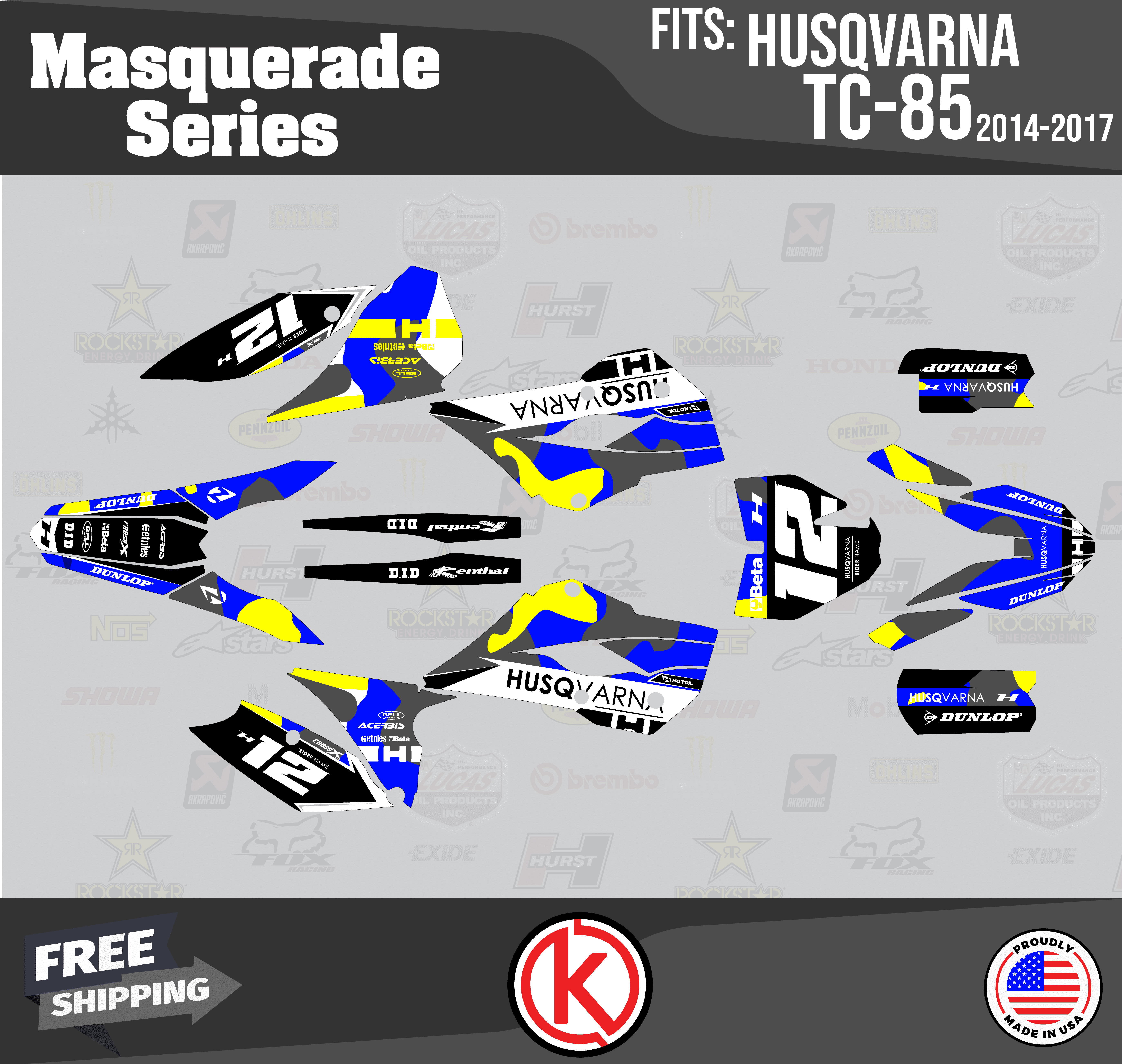 Kalair GFX Graphics Kit for Husqvarna TC85 (2014-2017) Masquerade ...