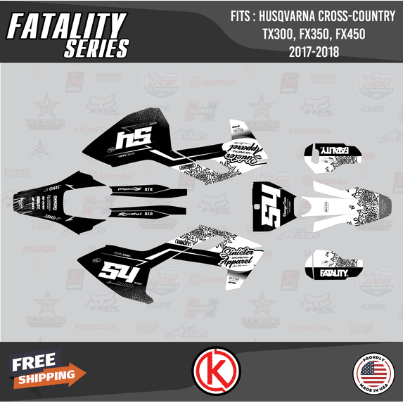 Kalair GFX Graphics Kit for Husqvarna TX300, FX350, and FX450 (2017-2018) Fatality Series