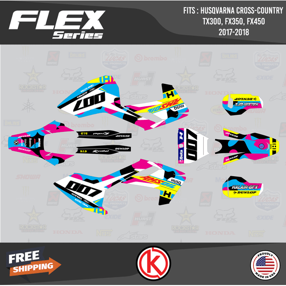 Kalair GFX Graphics Kit for Husqvarna TX300, FX350, and FX450 (2017-2018) Flex Series