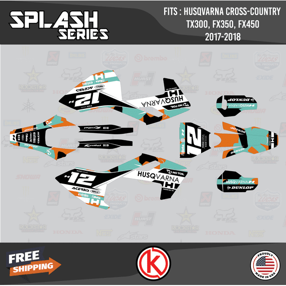 Kalair GFX Graphics Kit for Husqvarna TX300, FX350, and FX450 (2017-2018) Splash Series