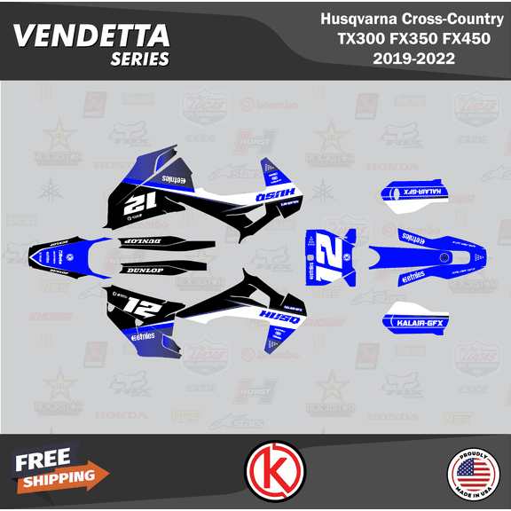 Kalair GFX Graphics Kit for Husqvarna TX300, FX350, and FX450 (2019-2022) Vendetta Series