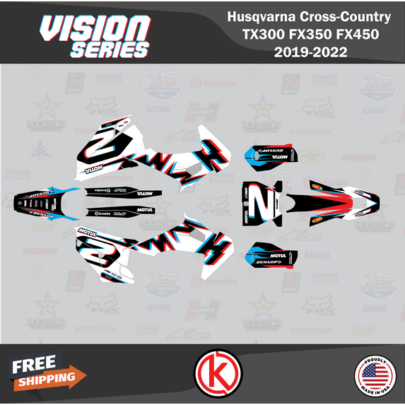 Kalair GFX Graphics Kit for Husqvarna TX300, FX350, and FX450 (2019-2022) Vision Series