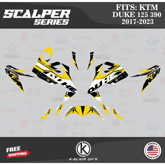 Kalair GFX Graphics Kit for KTM Duke 125 390 (2017-2023) Scalper Series