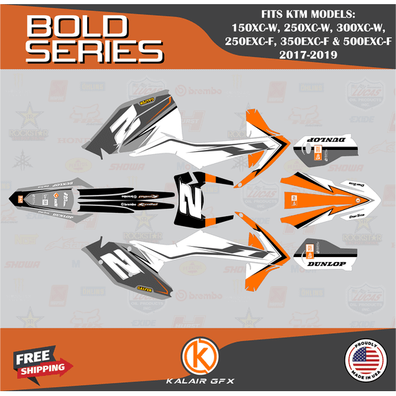 Kalair GFX Graphics Kit for KTM ENDURO 150XC-W, 250XC-W, 300XC-W, 250EXC-F, 350EXC-F and 500EXC-F (2017-2019) Bold Series