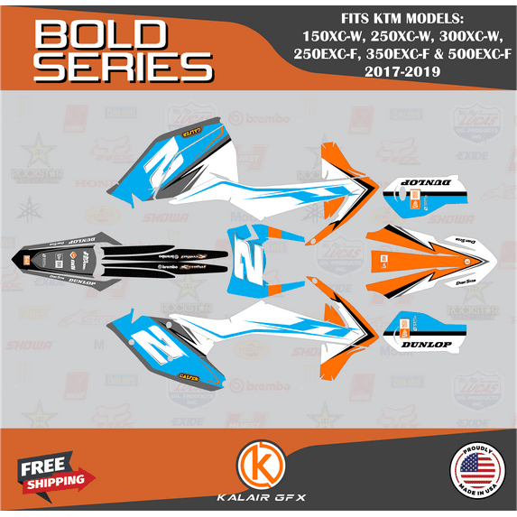 Kalair GFX Graphics Kit for KTM ENDURO 150XC-W, 250XC-W, 300XC-W, 250EXC-F, 350EXC-F and 500EXC-F (2017-2019) Bold Series