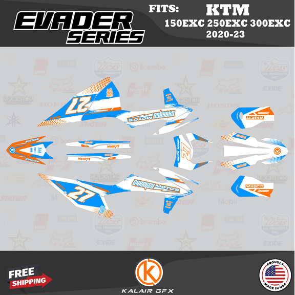 Kalair GFX Graphics Kit for KTM ENDURO 2-STROKE 150EXC,250EXC and 300EXC (2020-2023) Evader Series