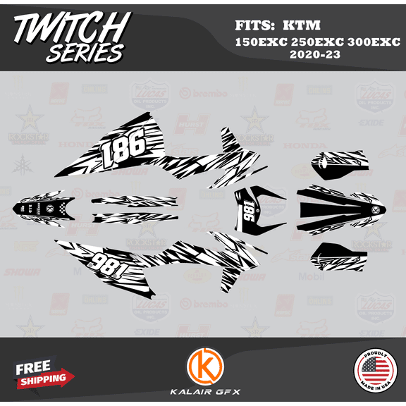 Kalair GFX Graphics Kit for KTM ENDURO 2-STROKE 150EXC,250EXC and 300EXC (2020-2023) Twitch Series