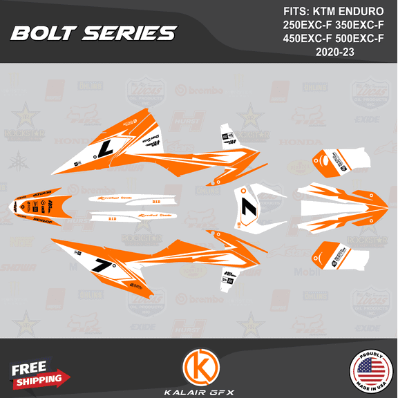 Kalair GFX Graphics Kit for KTM ENDURO 4-STROKE 250EXC-F,350EXC-F,450EXC-F and 500EXC-F (2020-2023) Bolt Series