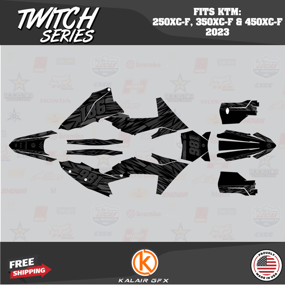 Kalair GFX Graphics Kit for KTM ENDURO 4-STROKE 250XC-F, 350XC-F and 450XC-F (2023) Twitch Series