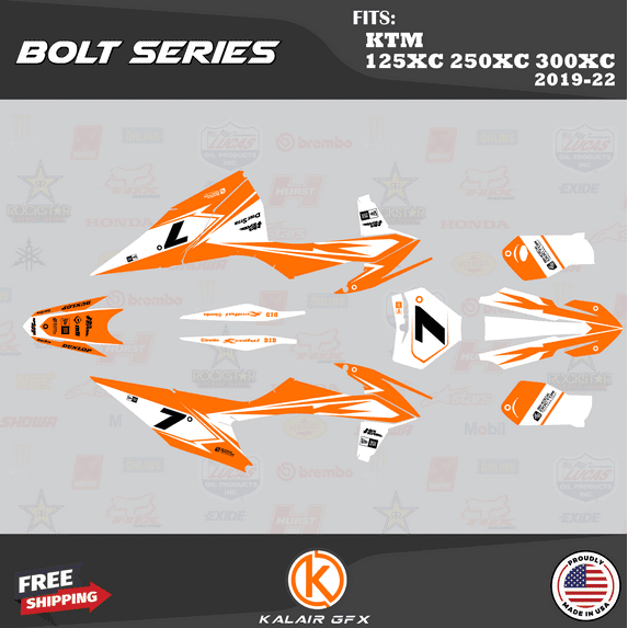 Kalair GFX Graphics Kit for KTM Enduro 2-Stroke 125 XC, 250 XC and 300 XC (2019-2022) Bolt Series