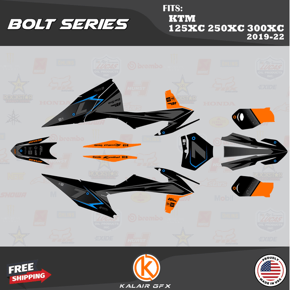 Kalair GFX Graphics Kit for KTM Enduro 2-Stroke 125 XC, 250 XC and 300 XC (2019-2022) Bolt Series