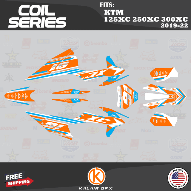 Kalair GFX Graphics Kit for KTM Enduro 2-Stroke 125 XC, 250 XC and 300 ...