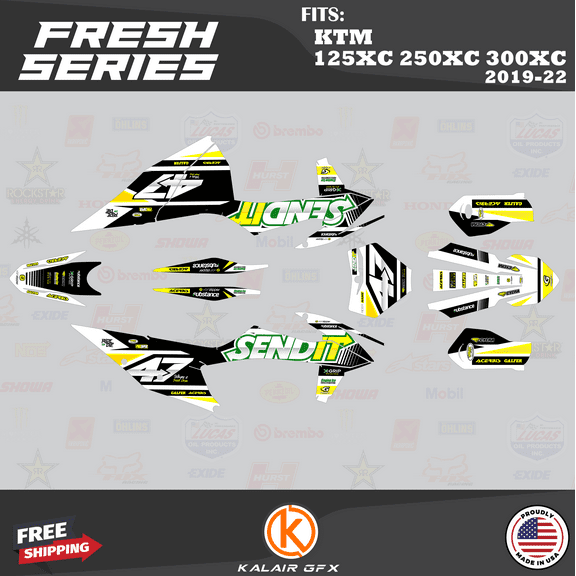 Kalair GFX Graphics Kit for KTM Enduro 2-Stroke 125 XC, 250 XC and 300 XC (2019-2022) Fresh Series