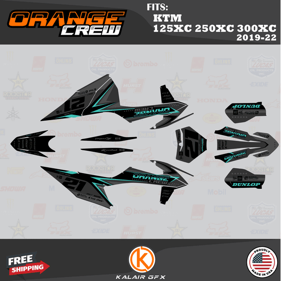 Kalair GFX Graphics Kit for KTM Enduro 2-Stroke 125 XC, 250 XC and 300 XC (2019-2022) Orangecrew Series