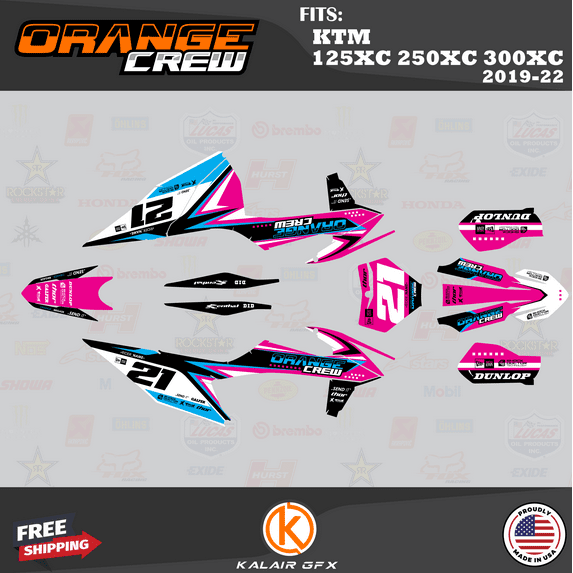 Kalair GFX Graphics Kit for KTM Enduro 2-Stroke 125 XC, 250 XC and 300 XC (2019-2022) Orangecrew Series