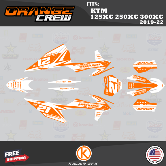Kalair GFX Graphics Kit for KTM Enduro 2-Stroke 125 XC, 250 XC and 300 XC (2019-2022) Orangecrew Series