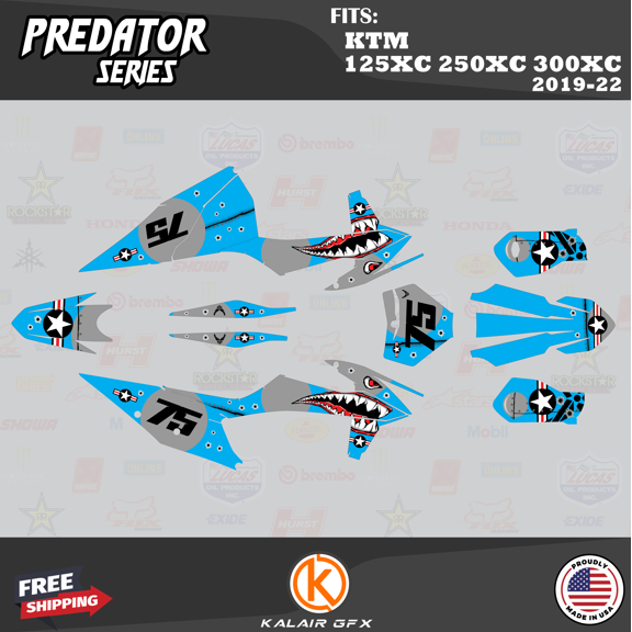 Kalair GFX Graphics Kit for KTM Enduro 2-Stroke 125 XC, 250 XC and 300 XC (2019-2022) Predator Series