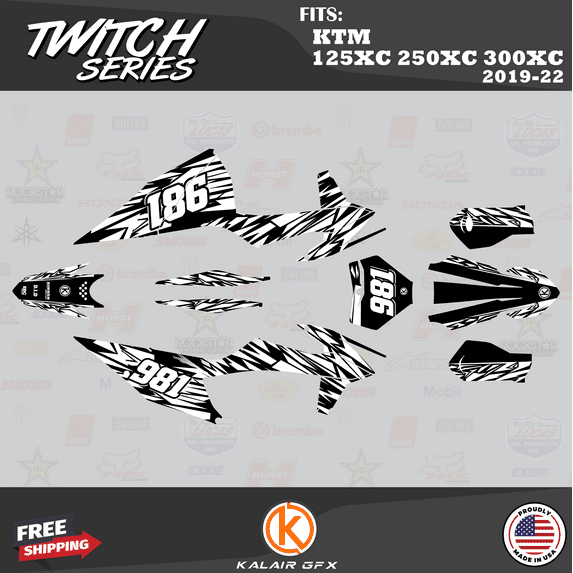 Kalair GFX Graphics Kit for KTM Enduro 2-Stroke 125 XC, 250 XC and 300 XC (2019-2022) Twitch Series