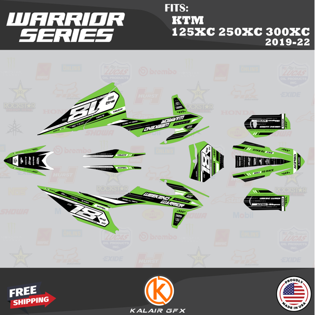 Kalair GFX Graphics Kit for KTM Enduro 2-Stroke 125 XC, 250 XC and 300 ...