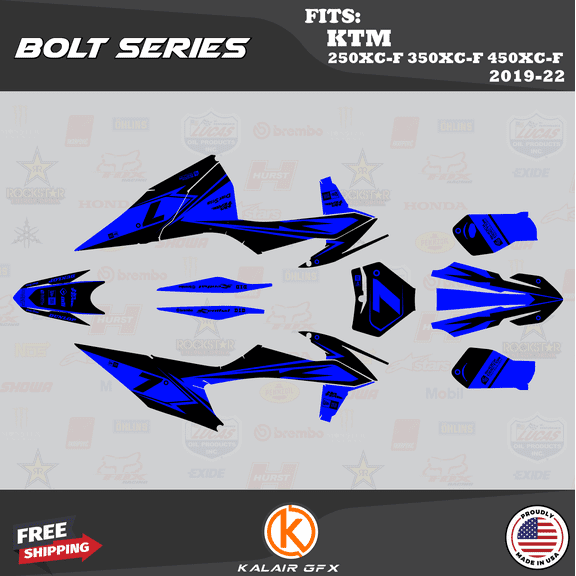 Kalair GFX Graphics Kit for KTM Enduro 4-Stroke 250 XC-F, 350 XC-F and 450 XC-F (2019-2022) Bolt Series