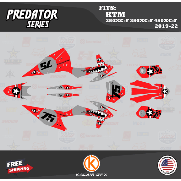 Kalair GFX Graphics Kit for KTM Enduro 4-Stroke 250 XC-F, 350 XC-F and 450 XC-F (2019-2022) Predator Series