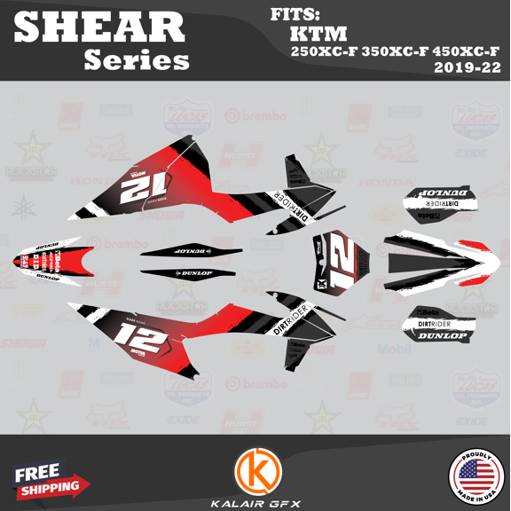 Kalair GFX Graphics Kit for KTM Enduro 4-Stroke 250 XC-F, 350 XC-F and 450 XC-F (2019-2022) Shear Series