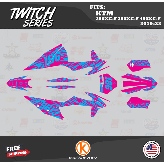 Kalair GFX Graphics Kit for KTM Enduro 4-Stroke 250 XC-F, 350 XC-F and 450 XC-F (2019-2022) Twitch Series