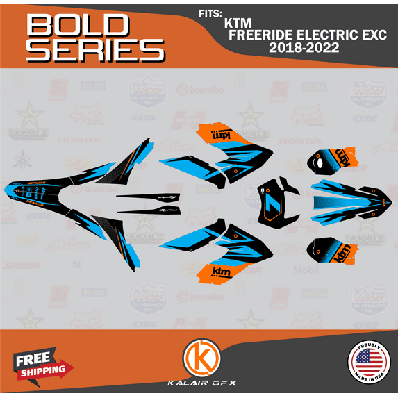 Kalair GFX Graphics Kit for KTM FREERIDE ELECTRIC EXC (2018-2023) Bold Series