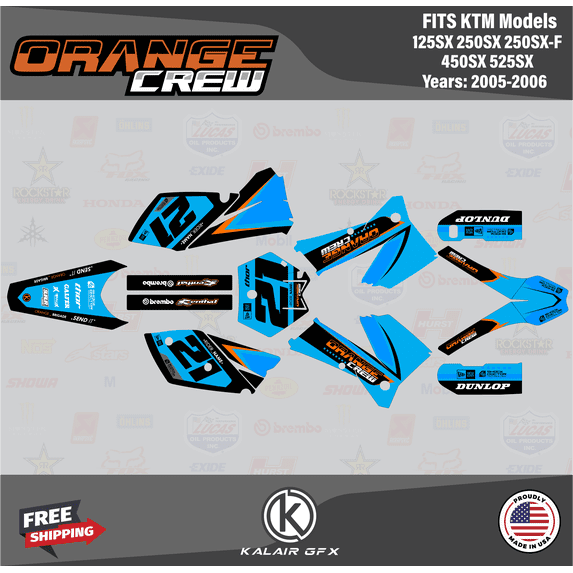 Kalair GFX Graphics Kit for KTM Motocross 125SX 250SX 250SX-F 450SX 525SX (2005-2006) Ogcrew Series