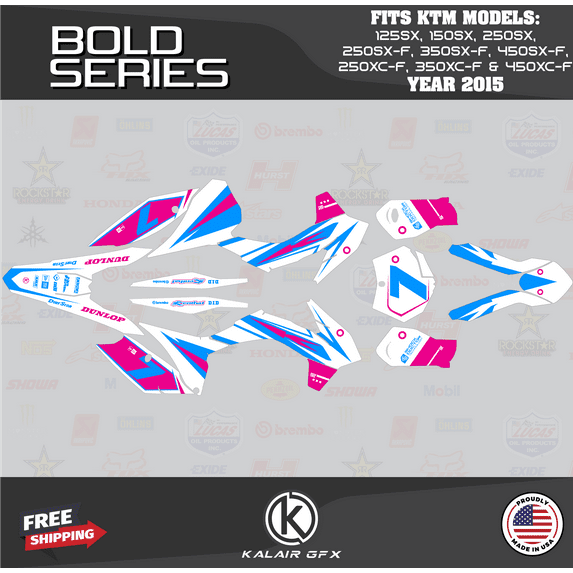 Kalair GFX Graphics Kit for KTM Motocross 2-STROKE 125SX,150SX and 250SX (2015) Bold Series