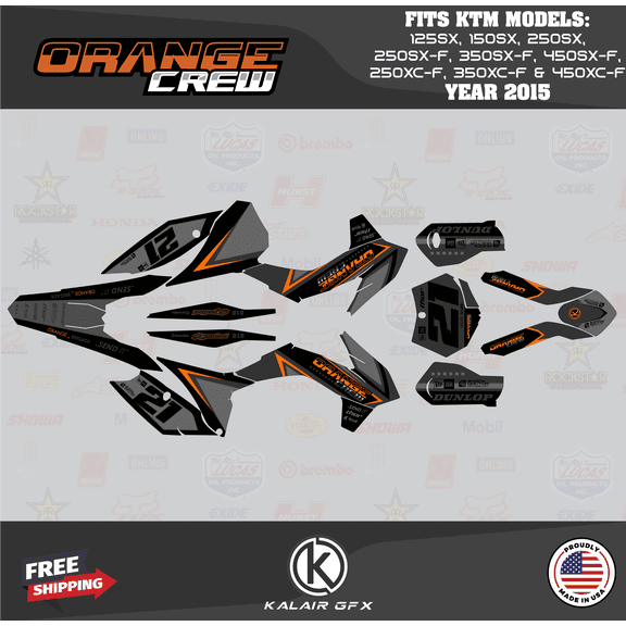 Kalair GFX Graphics Kit for KTM Motocross 2-STROKE 125SX,150SX and 250SX (2015) Oc Series