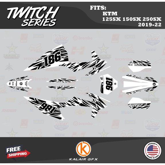Kalair GFX Graphics Kit for KTM Motocross 2-Stroke 125SX,150SX and 250SX (2019-2022) Twitch Series