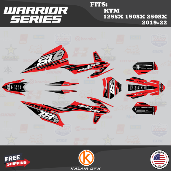 Kalair GFX Graphics Kit for KTM Motocross 2-Stroke 125SX,150SX and 250SX (2019-2022) Warrior Series