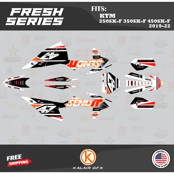 Kalair GFX Graphics Kit for KTM Motocross 4-STROKE 250SX-F, 350SX-F and 450SX-F (2019-2022) Fresh Series