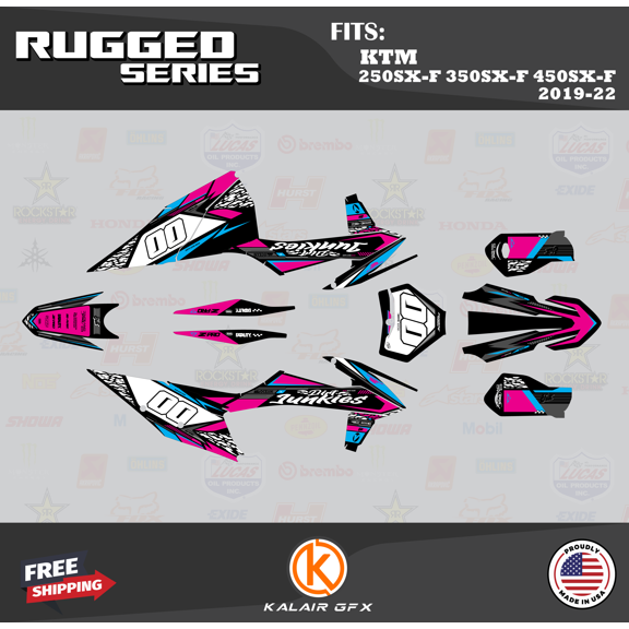 Kalair GFX Graphics Kit for KTM Motocross 4-STROKE 250SX-F, 350SX-F and 450SX-F (2019-2022) Rugged Series