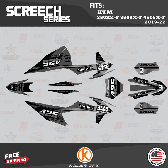 Kalair GFX Graphics Kit for KTM Motocross 4-STROKE 250SX-F, 350SX-F and 450SX-F (2019-2022) Screech Series