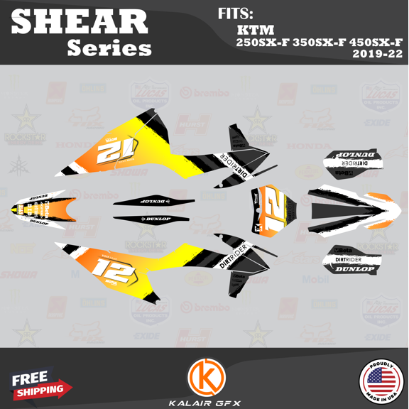 Kalair GFX Graphics Kit for KTM Motocross 4-STROKE 250SX-F, 350SX-F and 450SX-F (2019-2022) Shear Series
