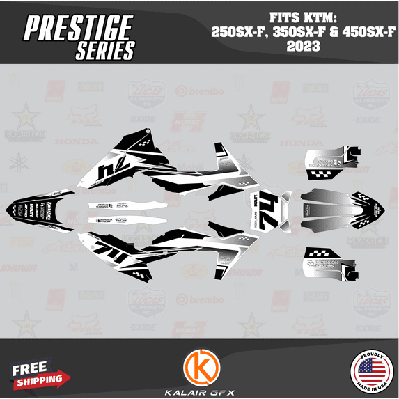 Kalair GFX Graphics Kit for KTM Motorcross 4-Stroke 250SX-F, 350SX-F, and 450SX-F (2023) Prestige Series