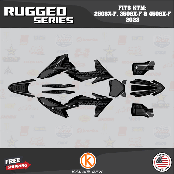 Kalair GFX Graphics Kit for KTM Motorcross 4-Stroke 250SX-F, 350SX-F, and 450SX-F (2023) Rugged Series