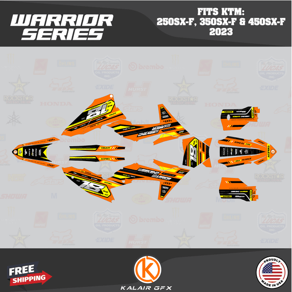 Kalair GFX Graphics Kit for KTM Motorcross 4-Stroke 250SX-F, 350SX-F, and 450SX-F (2023) Warrior Series