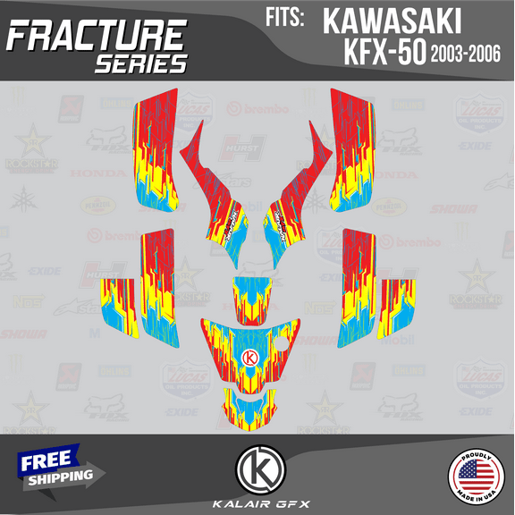 Kalair GFX Graphics Kit for Kawasaki ATV KFX50 (2003-2006) Fracture Series
